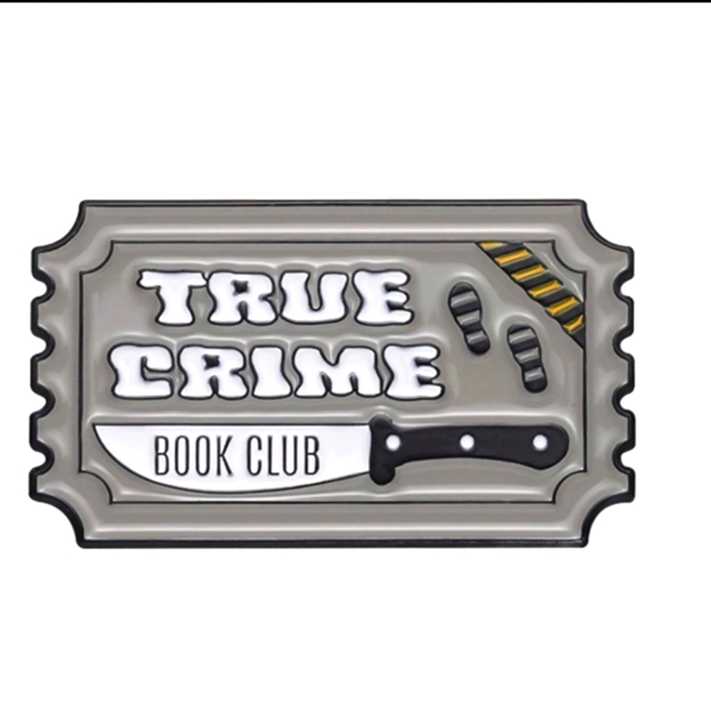 Gray True Crime Book Club Sign